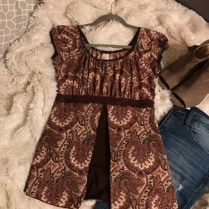 🍭Brown paisley dress blouse
